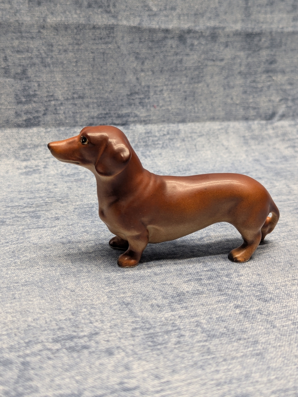 Vintage Porcelain Dachshund Figurine Mid Century Wiener Dog Brown Japan